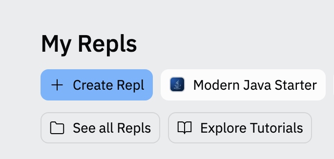 Picture of the create repl button on replit's website